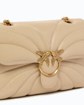 Große Umhängetasche Love Bag Puff mit Schmetterlingssteppung - Beige | Pinko