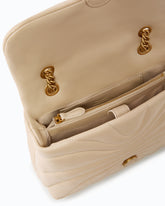Große Umhängetasche Love Bag Puff mit Schmetterlingssteppung - Beige | Pinko