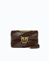 Medium Love Bag Puff Classic nappa and suede shoulder bag with quilting - Brown | Pinko