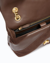 Medium Love Bag Puff Classic nappa and suede shoulder bag with quilting - Brown | Pinko