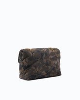 Love Bag Puff medium crossbody bag in suede with camouflage print and jewel buckle - Military Green | Pinko