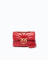 Borsa a tracolla piccola Love Puff in nappa trapuntata a farfalla - Rosso | Pinko