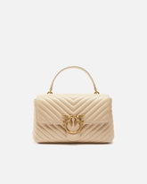 Τσάντα χειρός μεσαίου μεγέθους Lady Love Bag Puff από δέρμα nappa με σχέδιο ζιγκ-ζαγκ - Μπεζ | Pinko