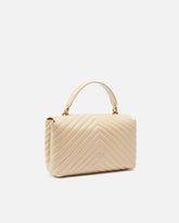 Τσάντα χειρός μεσαίου μεγέθους Lady Love Bag Puff από δέρμα nappa με σχέδιο ζιγκ-ζαγκ - Μπεζ | Pinko