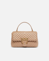 Borsa a mano media Lady Love Bag Puff in nappa chevron - Beige | Pinko