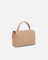 Borsa a mano media Lady Love Bag Puff in nappa chevron - Beige | Pinko