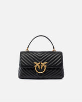 Mittelgroße Handtasche Love Bag Puff Chevron aus Nappaleder - | Pinko