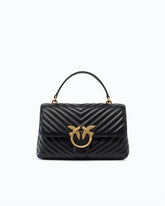 Lady Love Bag Puff medium handbag in chevron nappa leather - Black | Pinko