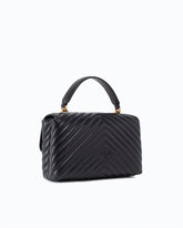 Lady Love Bag Puff medium handbag in chevron nappa leather - Black | Pinko