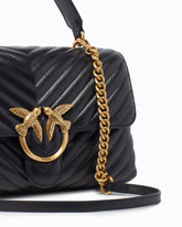Lady Love Bag Puff medium handbag in chevron nappa leather - Black | Pinko