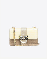 PINKO Galleria Mini Love Bag One in shiny two-tone crocodile-print leather - | Pinko