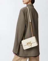 Borsa a tracolla piccola Mini Love Bag con ricamo in rafia - | Pinko
