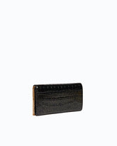 Love Bag One Wallet small crossbody wallet in crocodile-print leather with polka dots - Black | Pinko