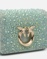 PINKO Galleria Micro Love Bag Click fully rhinestoned clutch in microfibre - | Pinko