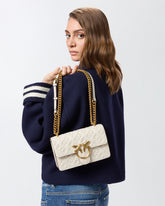 Mini borsa a tracolla Love Bag con logo imprimè - Bianco | Pinko