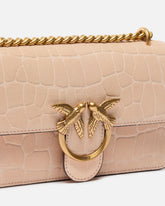 Mini Love Bag One small crossbody bag in crocodile-print leather - Beżowy | Pinko