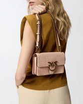 Mini Love Bag One small crossbody bag in crocodile-print leather - Beżowy | Pinko