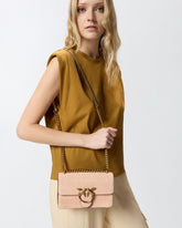 Mini Love Bag One small crossbody bag in crocodile-print leather - Beżowy | Pinko