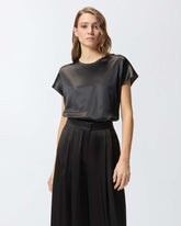 Blouse à manches courtes en satin - | Pinko