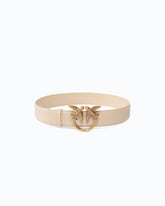 Breiter Ledergürtel Love Birds 4cm - Beige | Pinko