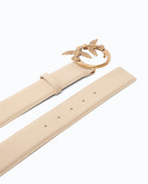 Breiter Ledergürtel Love Birds 4cm - Beige | Pinko