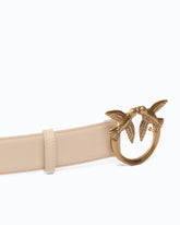 Breiter Ledergürtel Love Birds 4cm - Beige | Pinko