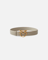 Cintura alta Love Birds in pelle 4cm - Beige | Pinko