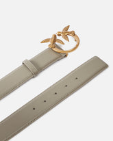 Cintura alta Love Birds in pelle 4cm - Beige | Pinko