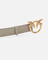 Cintura alta Love Birds in pelle 4cm - Beige | Pinko