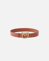 Cintura alta Love Birds in pelle 4cm - Marrone chiaro | Pinko