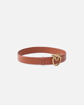 Cintura alta Love Birds in pelle 4cm - Marrone chiaro | Pinko
