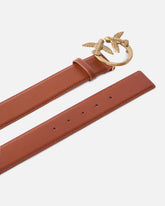 Cintura alta Love Birds in pelle 4cm - Marrone chiaro | Pinko