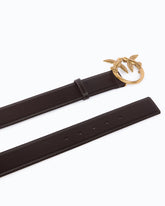4 cm leather belt with Love Birds buckle - Brown | Pinko