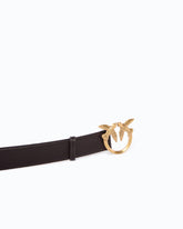 4 cm leather belt with Love Birds buckle - Brown | Pinko