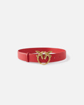 Cintura alta Love Birds in pelle 4cm - Rosso | Pinko