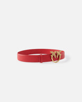 Cintura alta Love Birds in pelle 4cm - Rosso | Pinko