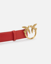Cintura alta Love Birds in pelle 4cm - Rosso | Pinko
