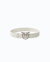 Cintura alta Love Birds in pelle 4cm - Bianco | Pinko