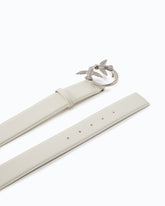 Cintura alta Love Birds in pelle 4cm - Bianco | Pinko