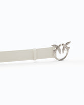 Cintura alta Love Birds in pelle 4cm - Bianco | Pinko