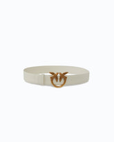 Ceinture large Love Birds en cuir 4cm - Blanc | Pinko