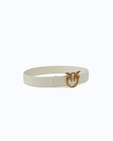 Ceinture large Love Birds en cuir 4cm - Blanc | Pinko