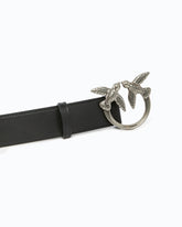 Cintura alta Love Birds in pelle 4cm - Nero | Pinko