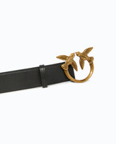 Cintura alta Love Birds in pelle 4cm - Nero | Pinko