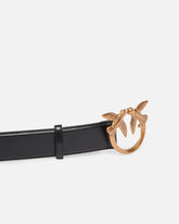 Leather belt with Love Birds buckle, 4 cm - | Pinko