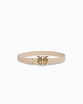 Cinturón Love Birds de piel 3cm - Beige | Pinko