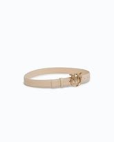 Cinturón Love Birds de piel 3cm - Beige | Pinko