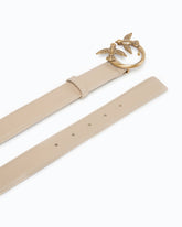 Cinturón Love Birds de piel 3cm - Beige | Pinko