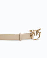 Cinturón Love Birds de piel 3cm - Beige | Pinko