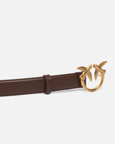 Cintura Love Birds in pelle 3cm - Marrone | Pinko